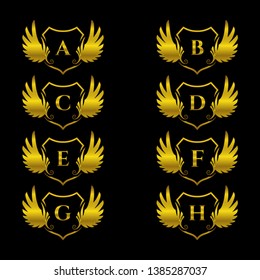 Vintage Set Calligraphic capital letters with curls for Monograms,gold and Logo,luxury logo