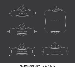 Vintage set of calligraphic frame on chalkboard background, frame text elements
