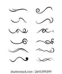 Vintage Set of calligraphic swashes swirling lines and flourishes