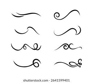 Vintage Set of calligraphic swashes swirling lines and flourishes