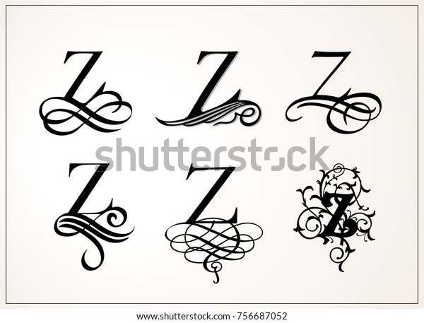 vintage-set-capital-letter-z-for-monograms-and-logos-beautiful-filigree-font-victorian-style