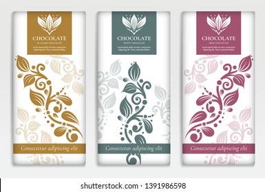 Vintage set of chocolate bar packaging design. Vector luxury template with ornament elements. Can be used for background and wallpaper. Great for food and drink package types.