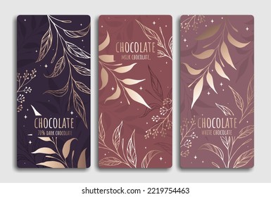 Vintage set of chocolate bar packaging design. Vector luxury template with ornament elements. Design for background and wallpaper. Great for food and drink package types.