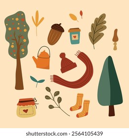 Vintage set of cozy elements