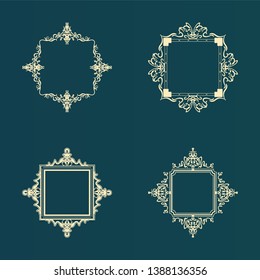 Vintage set decor elements. Decoration for logo, wedding album or restaurant menu. Elegance old hand drawing set. Ornate swirl leaves, label, curved lines and decor elements in vector.