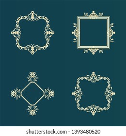Vintage set decor elements. Decoration for logo, wedding album or restaurant menu. Elegance old hand drawing set. Ornate swirl leaves, label, curved lines and decor elements in vector.