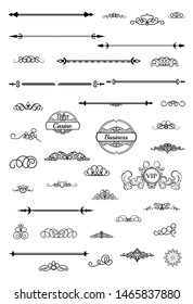 Vintage set decor elements. Decoration for logo, wedding album
