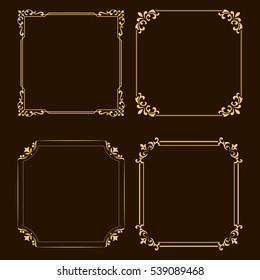 Vintage set of decorative frames. Graphic design in vintage style.