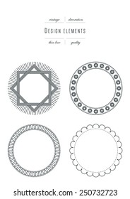 Vintage set - design elements, thin line ( variable line width )