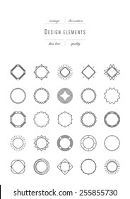 Vintage set - design elements, thin line ( variable line width )