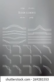 Vintage set - design elements, thin line ( variable line width )