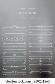 Vintage set - design elements, thin line ( variable line width )