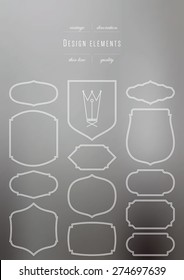 Vintage set - design elements, thin line ( variable line width )