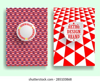 Vintage Set Of Different Geometrical Textured Brochures. Colorful Patterns .