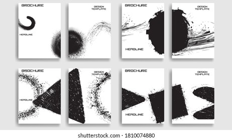 Vintage Set Of Different Grunge Textured Brochures . Black and White Patterns in Grungy Style . Vector