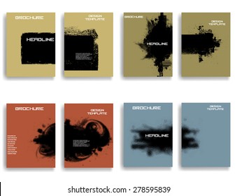 Vintage Set Of Different Grunge Textured Brochures . 