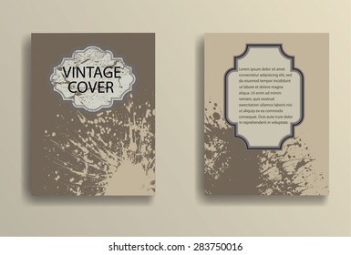 Vintage Set Of Different Grunge Textured Brochures. Vector Illustration. 