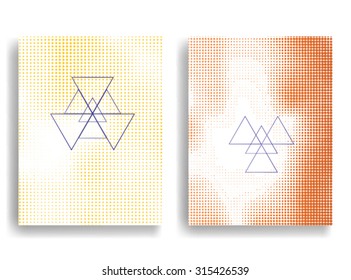 Vintage Set Of Different Grunge Textured Brochures . 