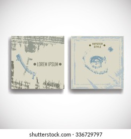 Vintage Set Of Different Grunge Textured Brochures . Retro Flyers , Banners with Border Frames. Hand Drawn Posters.

 
