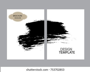 Vintage Set Of Different Grunge Textured Brochures . Black and White Patterns in Grungy Style .
