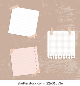 Vintage Set of different vector note papers.