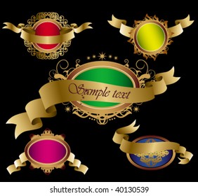 Vintage set of elements and ribbons