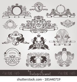 vintage set of engraving elements