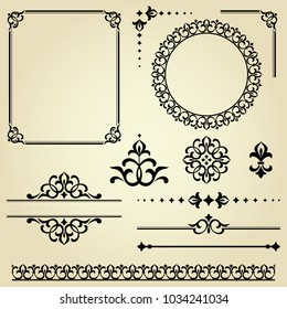 Vintage Set. Floral elements for design monograms, invitations, frames, menus and labels. Graphic design of the website, cafes, boutiques, hotels, wedding invitations.