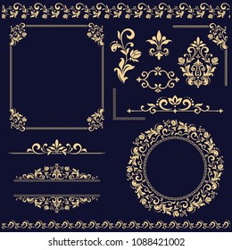 Vintage Set. Floral elements for design monograms, invitations, frames, menus and labels. Graphic design of the website, cafes, boutiques, hotels, wedding invitations.