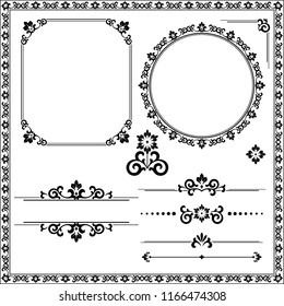 Vintage Set. Floral elements for design monograms, invitations, frames, menus and labels. Graphic design of the website, cafes, boutiques, hotels, wedding invitations.