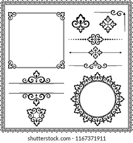 Vintage Set. Floral elements for design monograms, invitations, frames, menus and labels. Graphic design of the website, cafes, boutiques, hotels, wedding invitations.