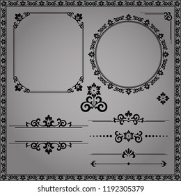 Vintage Set. Floral elements for design monograms, invitations, frames, menus and labels. Graphic design of the website, cafes, boutiques, hotels, wedding invitations.