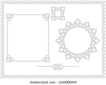 Vintage Set. Floral elements for design monograms, invitations, frames, menus and labels. Graphic design of the website, cafes, boutiques, hotels, wedding invitations.