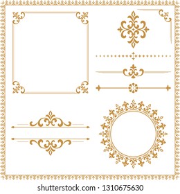 Vintage Set. Floral elements for design monograms, invitations, frames, menus and labels. Graphic design of the website, cafes, boutiques, hotels, wedding invitations.