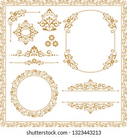 Vintage Set. Floral elements for design monograms, invitations, frames, menus and labels. Graphic design of the website, cafes, boutiques, hotels, wedding invitations.