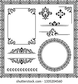 Vintage Set. Floral elements for design monograms, invitations, frames, menus and labels. Graphic design of the website, cafes, boutiques, hotels, wedding invitations.