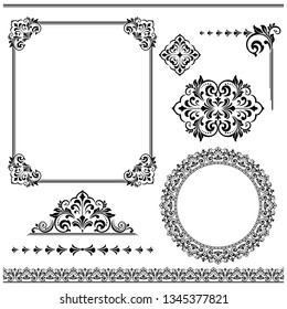 Vintage Set. Floral elements for design monograms, invitations, frames, menus and labels. Graphic design of the website, cafes, boutiques, hotels, wedding invitations.