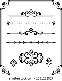 Vintage Set. Floral elements for design monograms, invitations, frames, menus and labels. Graphic design of the website, cafes, boutiques, hotels, wedding invitations.