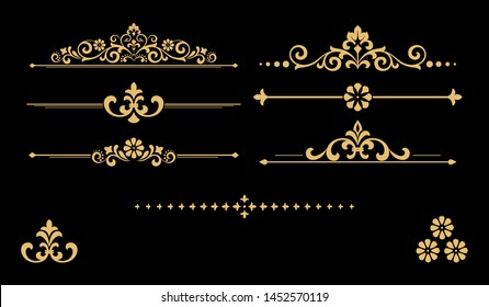 Vintage set. Floral elements for design monograms, invitations, frames, menus and labels. Graphic design of the website, cafes, boutiques, hotels, wedding invitations.