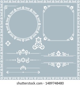 Vintage Set. Floral elements for design monograms, invitations, frames, menus and labels. Graphic design of the website, cafes, boutiques, hotels, wedding invitations.