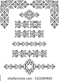 Vintage set. Floral elements for design invitations, frames, menus and labels. Graphic design of the site, cafes, boutiques, hotels, invitations for weddings, anniversaries, engagements, letters