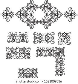 Vintage set. Floral elements for design invitations, frames, menus and labels. Graphic design of the site, cafes, boutiques, hotels, invitations for weddings, anniversaries, engagements, letters