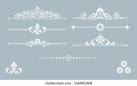 Vintage set. Floral elements for design monograms, invitations, frames, menus and labels. Graphic design of the website, cafes, boutiques, hotels, wedding invitations.
