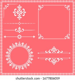 Vintage Set. Floral elements for design monograms, invitations, frames, menus and labels. Graphic design of the website, cafes, boutiques, hotels, wedding invitations.