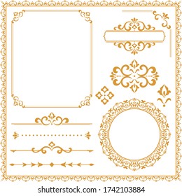 Vintage Set. Floral elements for design monograms, invitations, frames, menus and labels. Graphic design of the website, cafes, boutiques, hotels, wedding invitations.