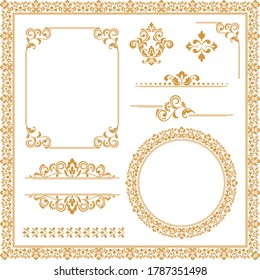 Vintage Set. Floral elements for design monograms, invitations, frames, menus and labels. Graphic design of the website, cafes, boutiques, hotels, wedding invitations.