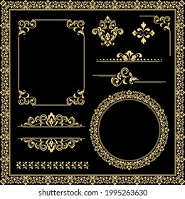 Vintage Set. Floral elements for design monograms, invitations, frames, menus and labels. Graphic design of the website, cafes, boutiques, hotels, wedding invitations.