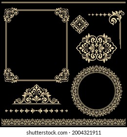Conjunto de cosechas. Elementos florales para monogramas de diseño, invitaciones, marcos, menús y etiquetas. Diseño gráfico del sitio web, cafés, boutiques, hoteles, invitaciones a bodas.