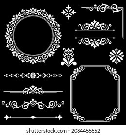 Vintage Set. Floral elements for design monograms, invitations, frames, menus and labels. Graphic design of the website, cafes, boutiques, hotels, wedding invitations.