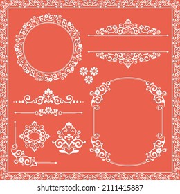 Vintage Set. Floral elements for design monograms, invitations, frames, menus and labels. Graphic design of the website, cafes, boutiques, hotels, wedding invitations.